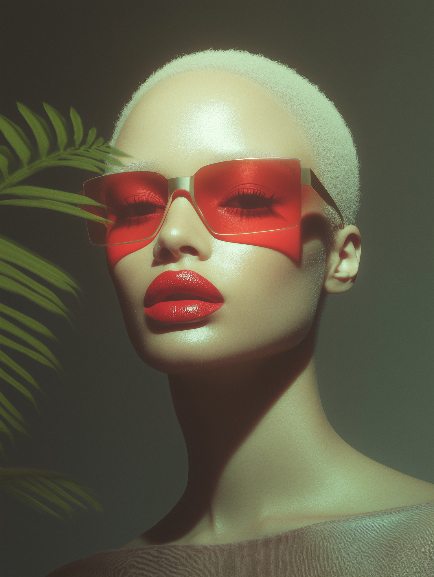 Futuristic Portrait with Red Accents