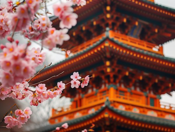 Cherry Blossoms and Pagoda