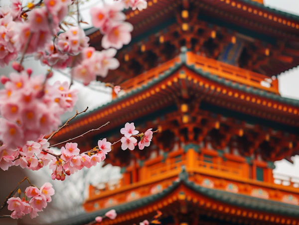 Cherry Blossoms and Pagoda