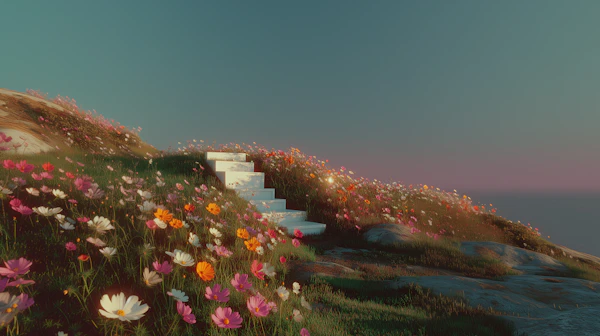 Serene Floral Staircase
