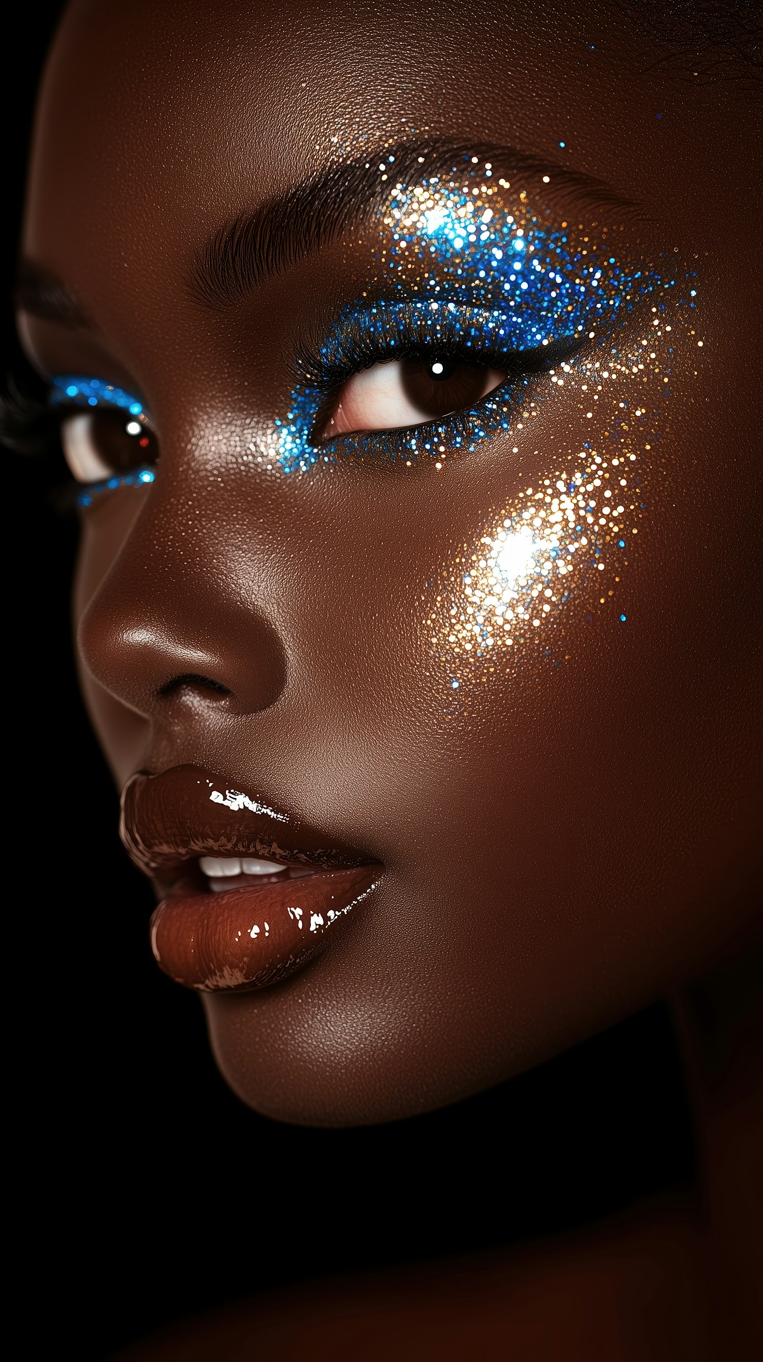 Glamorous Portrait with Glitter Makeup