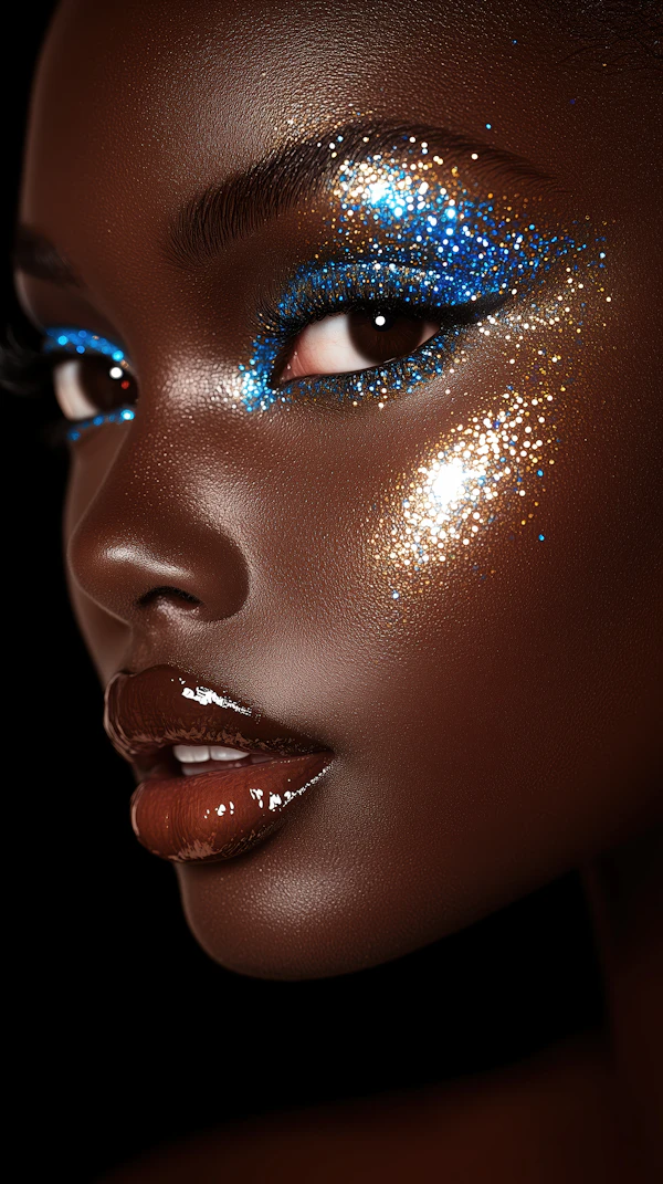 Glamorous Portrait with Glitter Makeup
