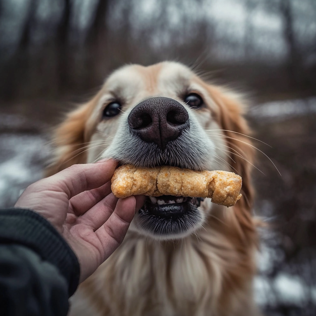 Golden Retriever with Natural Treat