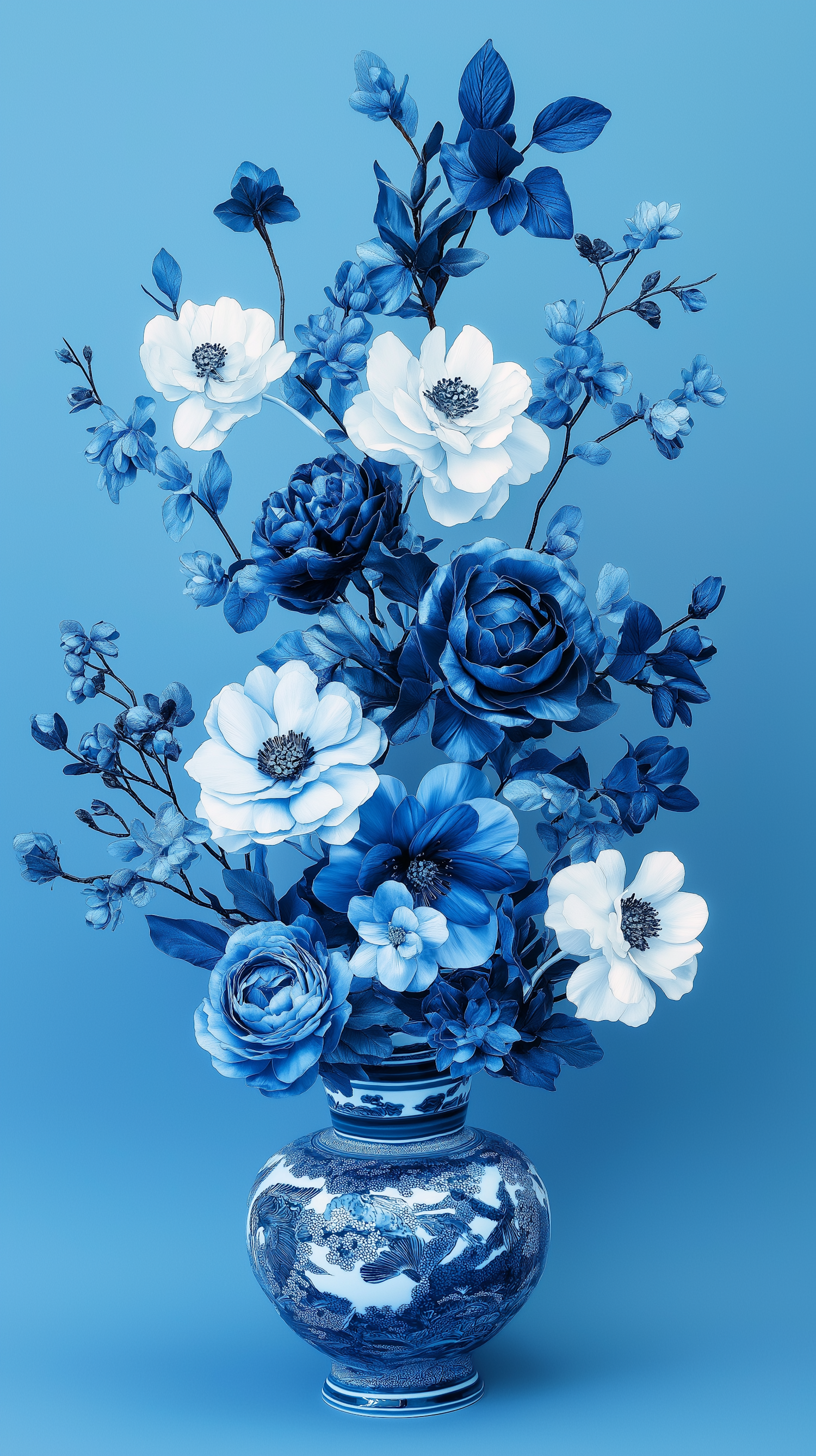 Monochromatic Blue Floral Arrangement