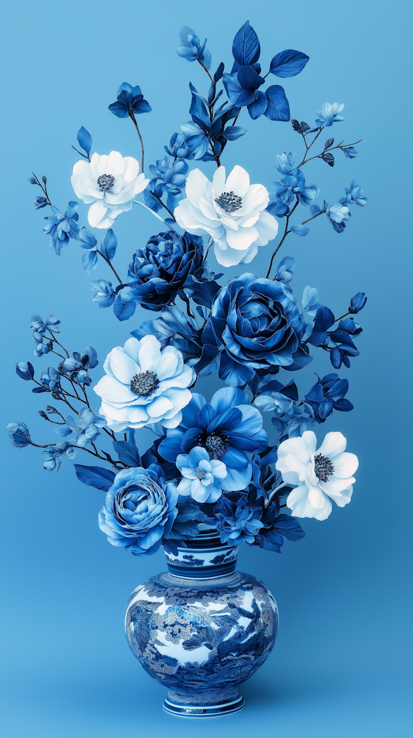 Monochromatic Blue Floral Arrangement