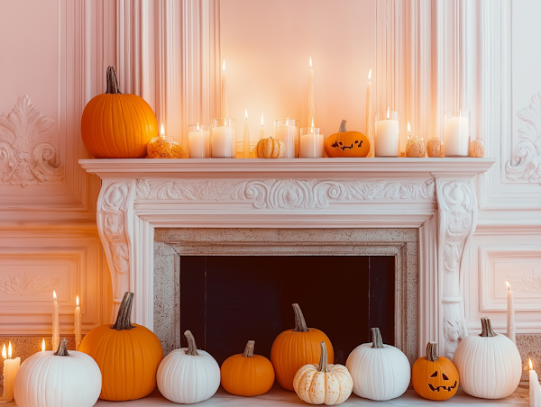 Festive Halloween Fireplace Mantel