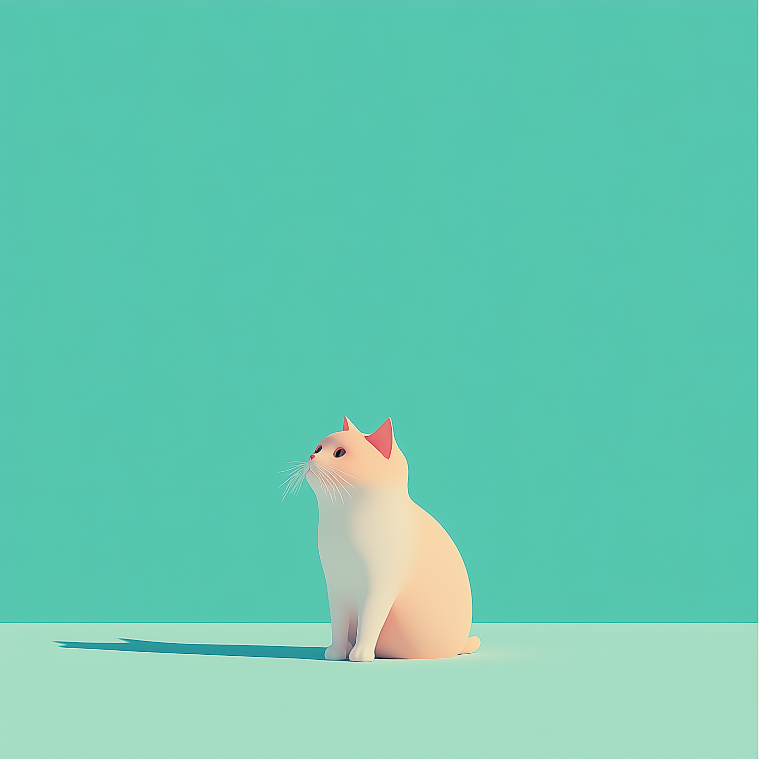 Stylized Illustration of a Serene Cat