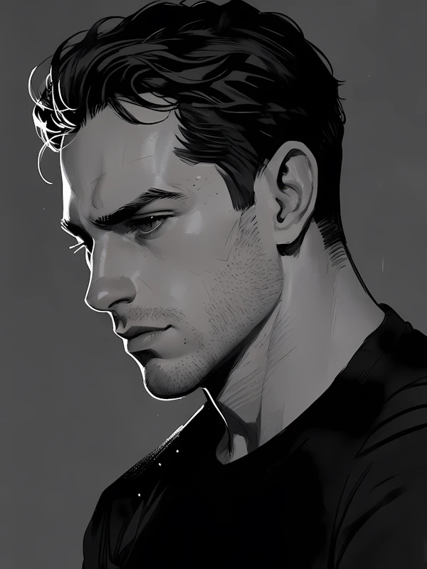Contemplative Man Illustration