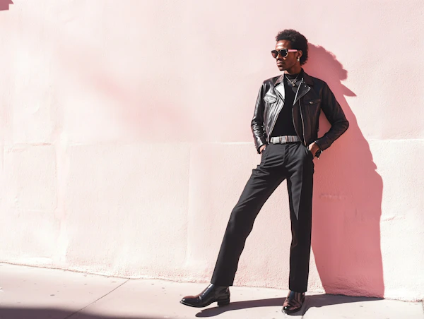 Stylish Individual Against Pink Wall