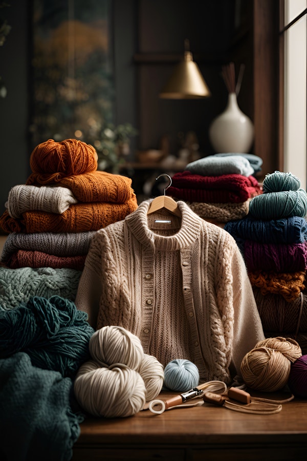 Cozy Knitted Garments and Yarns