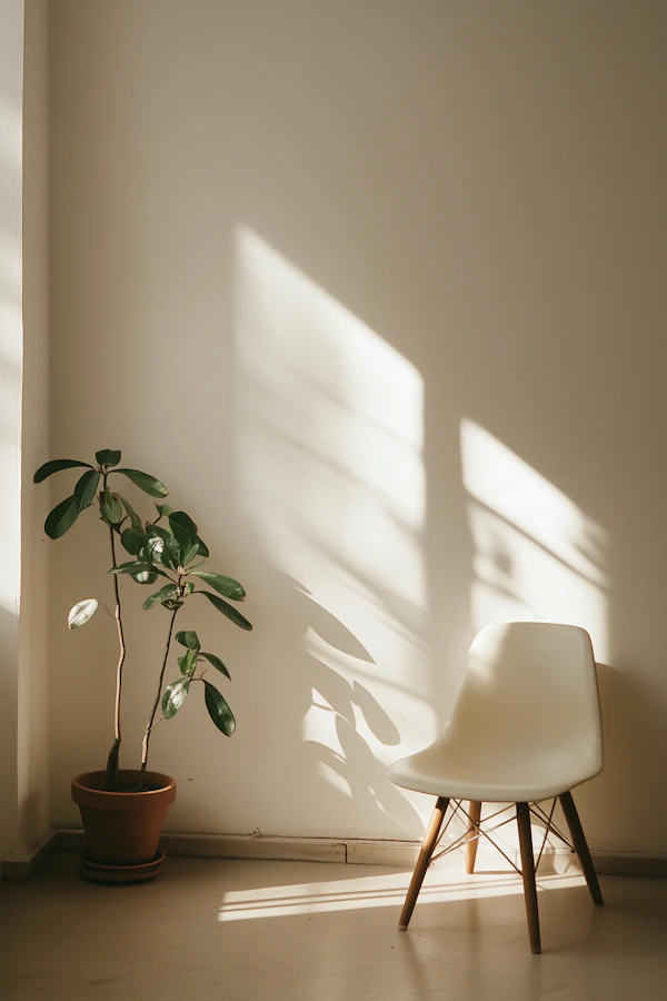 Minimalist Interior with Chair and Plant
