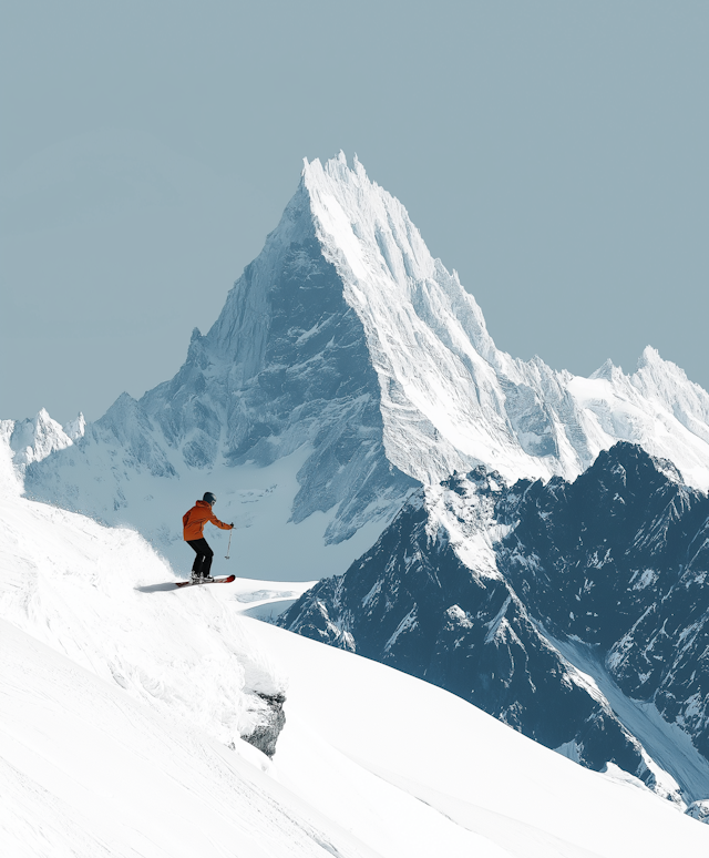 Skier on Snowy Mountain