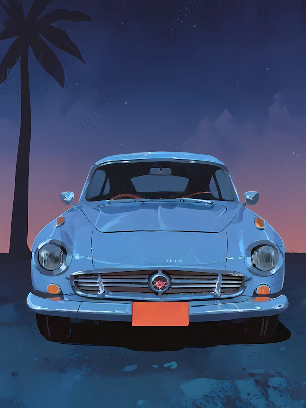 Vintage Car at Sunset
