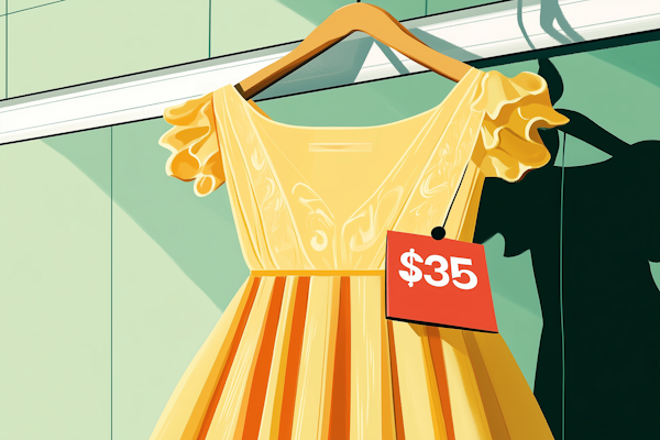 Yellow Dress with Price Tag