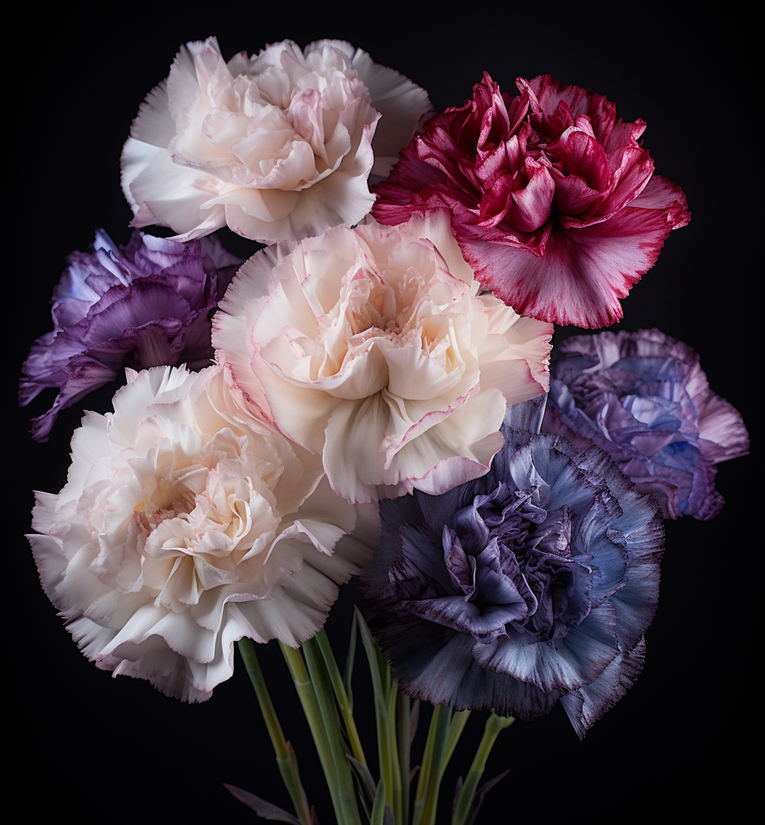 Velvet Shadows: A Gradient of Carnations