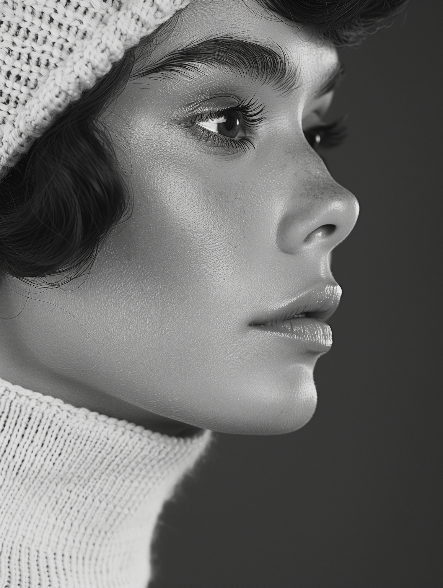 Contemplative Young Woman in Monochrome