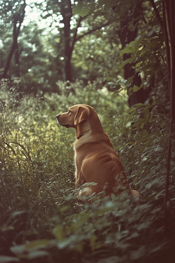 Golden Retriever in Forest