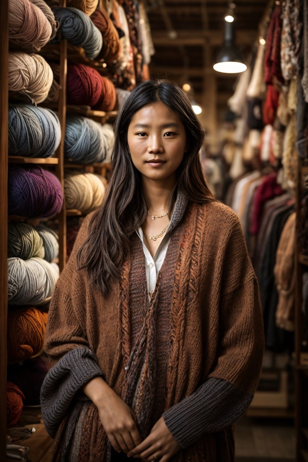 Woman in Yarn Shop