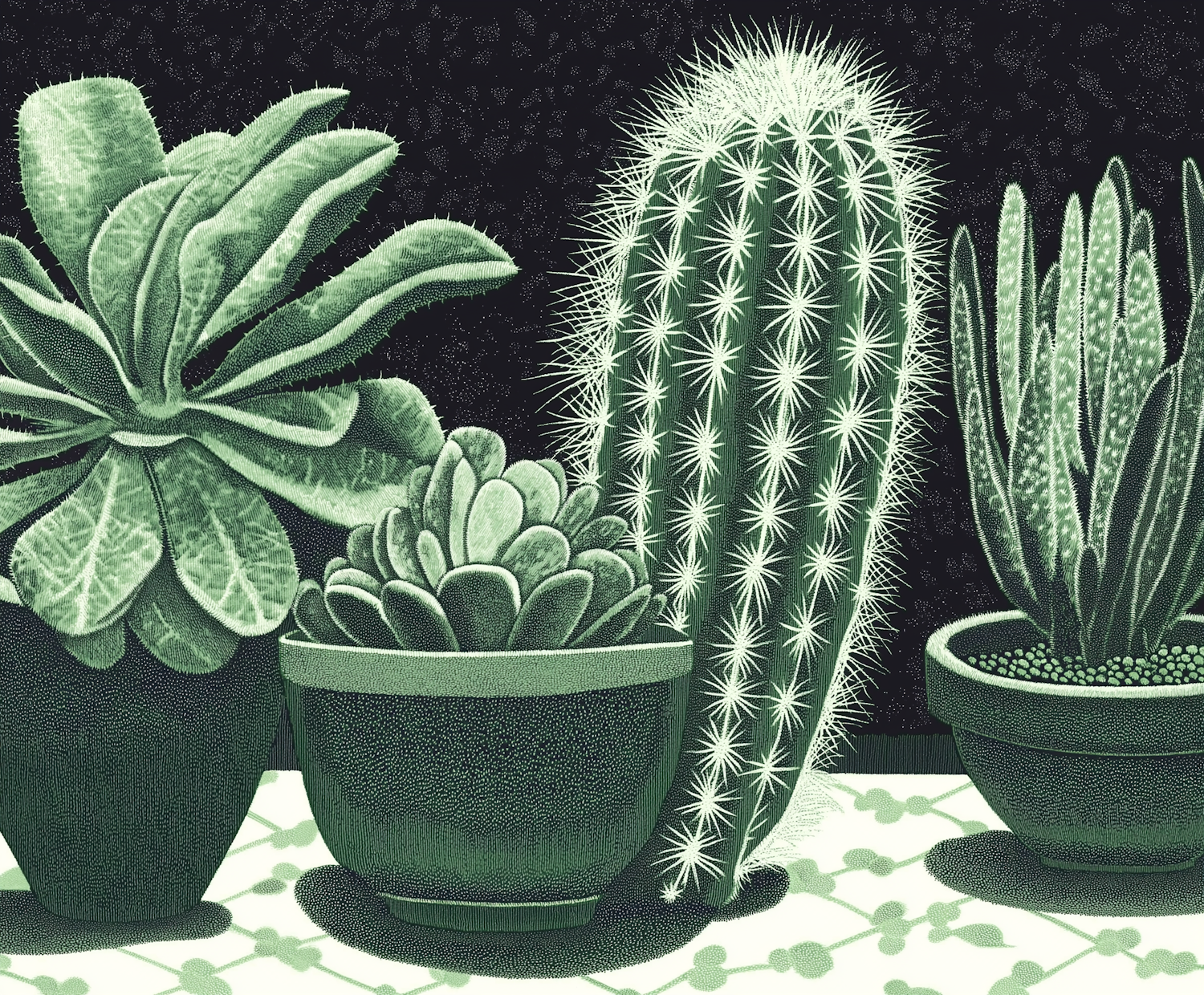 Stylized Monochromatic Potted Plants