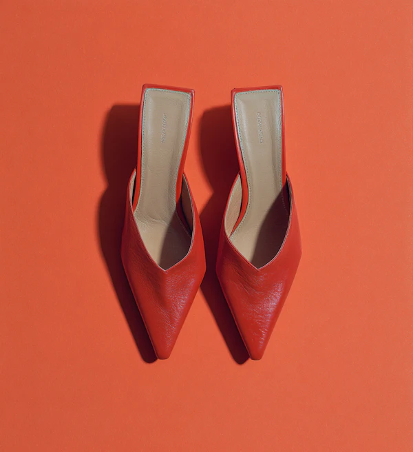 Red Pointed-Toe Mules