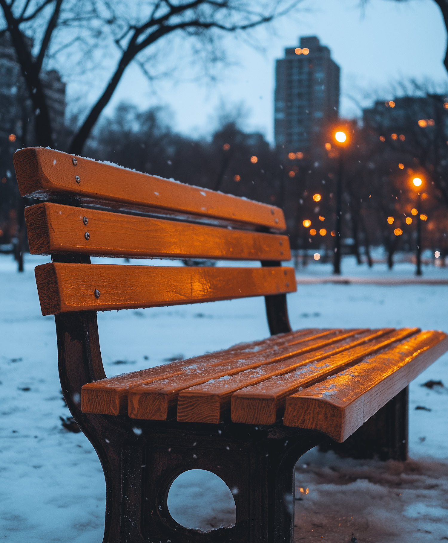 Serene Winter Park Bench