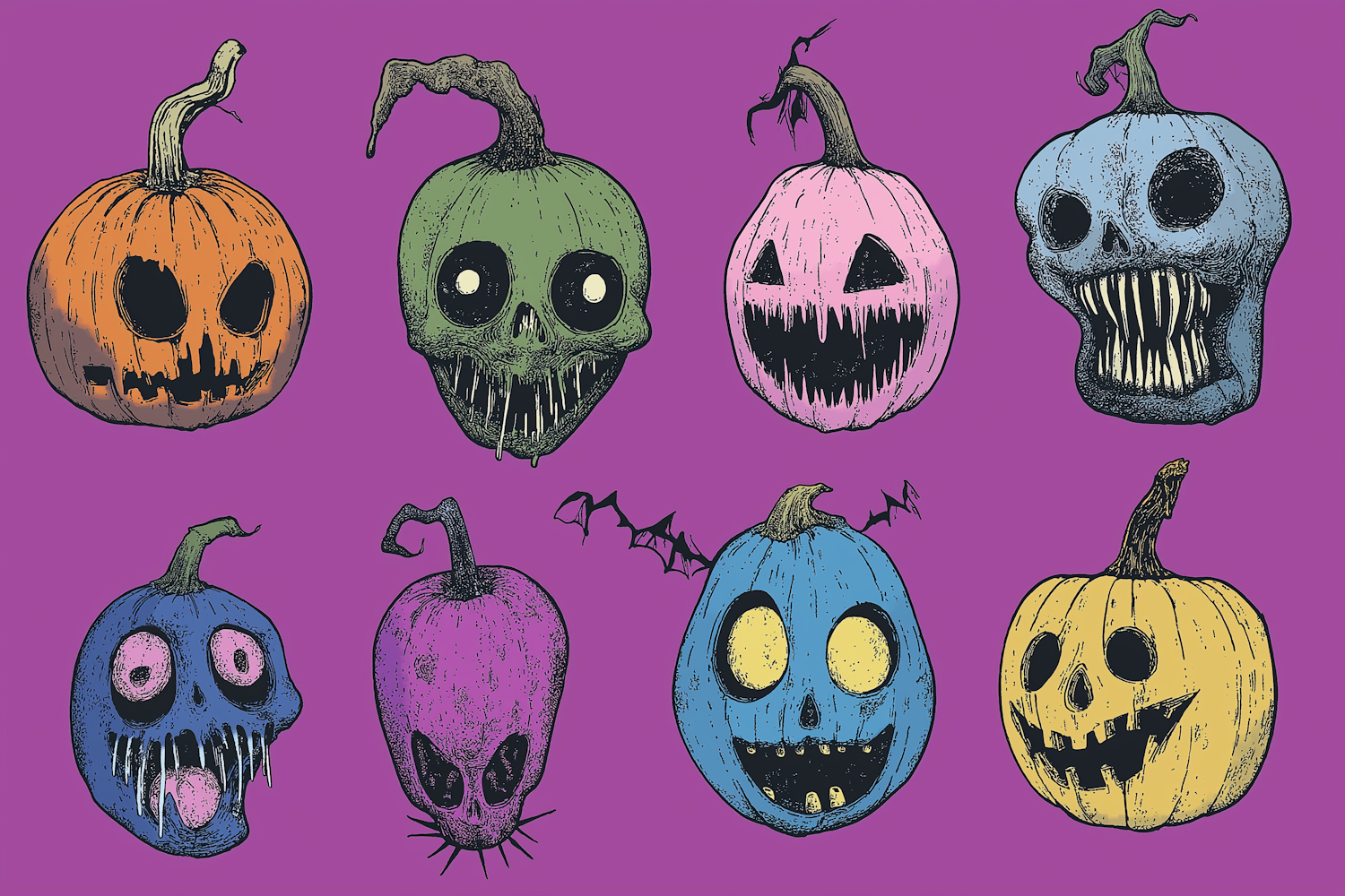 Stylized Halloween Pumpkins