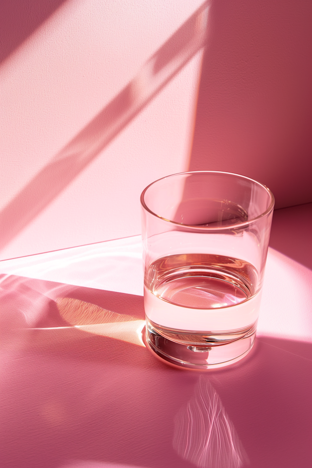 Pink Hued Glass of Water