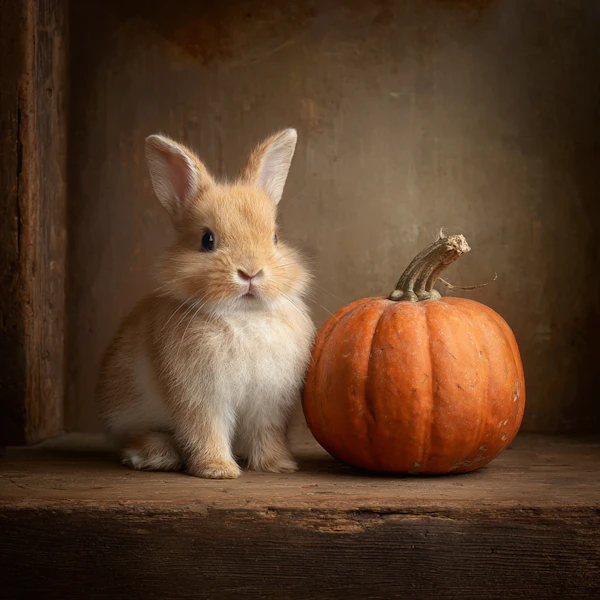 Rabbit and Pumpkin Scene