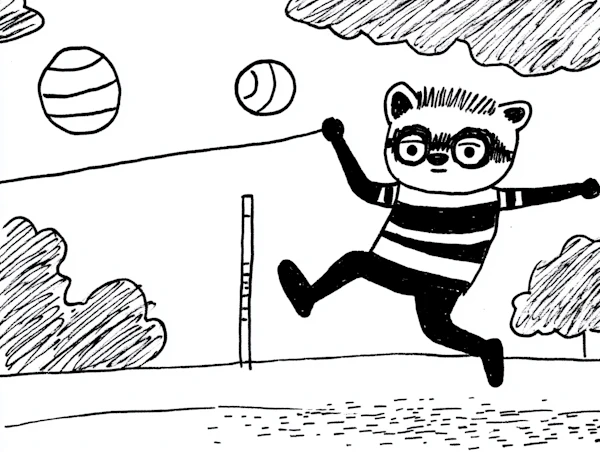 Cartoon Raccoon Jumping