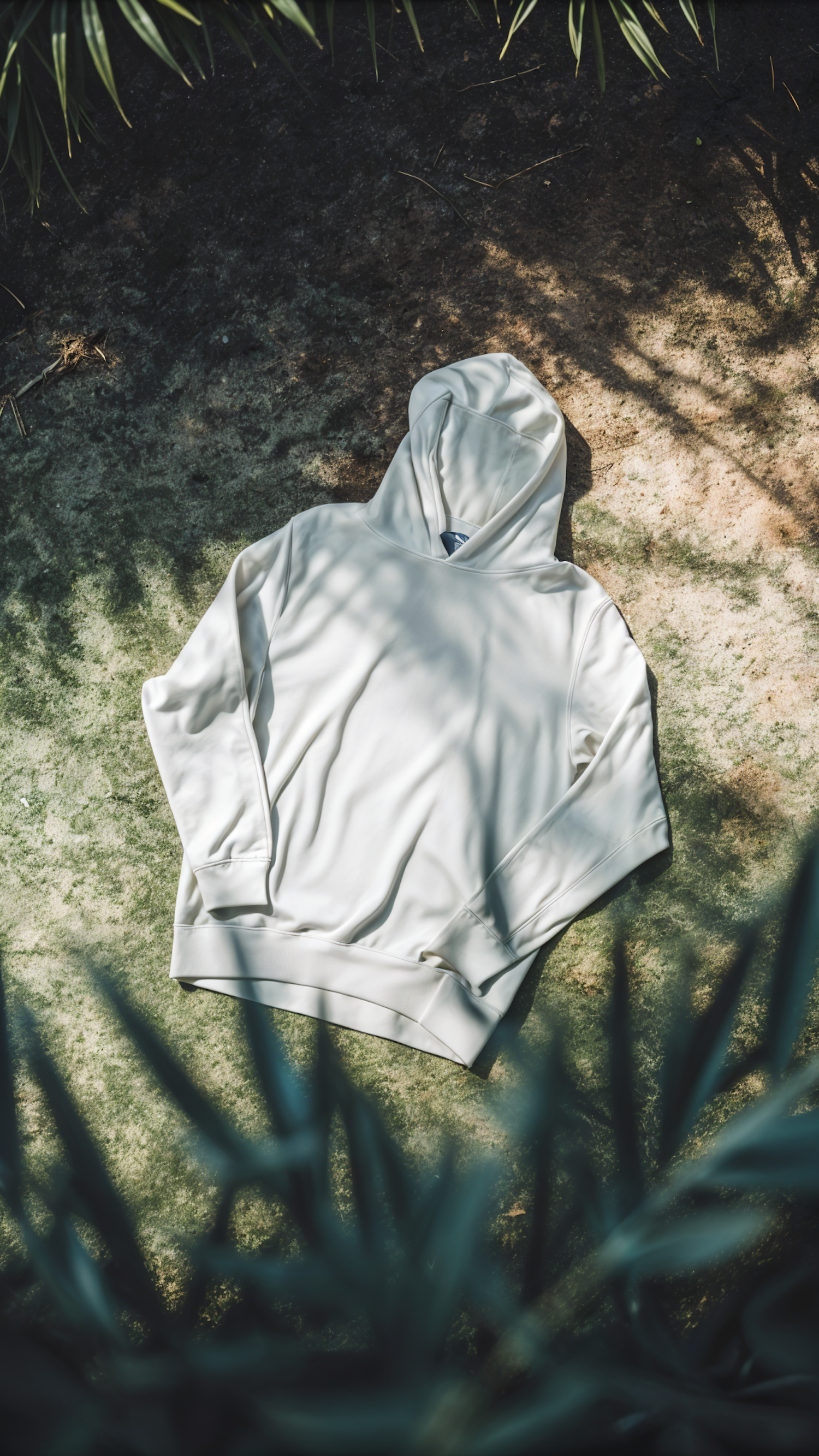 White Hoodie on Earthy Surface