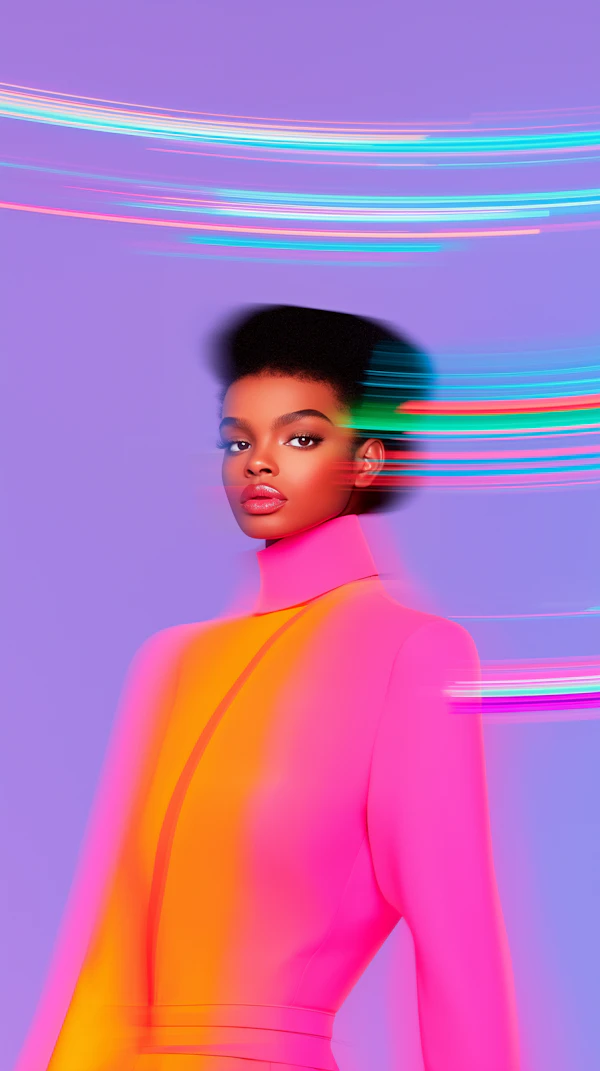 Vibrant Portrait with Neon Accents