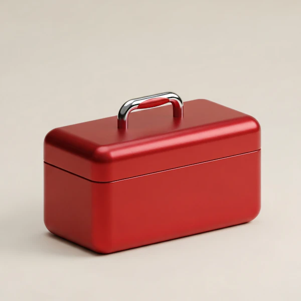 Red Metal Storage Box