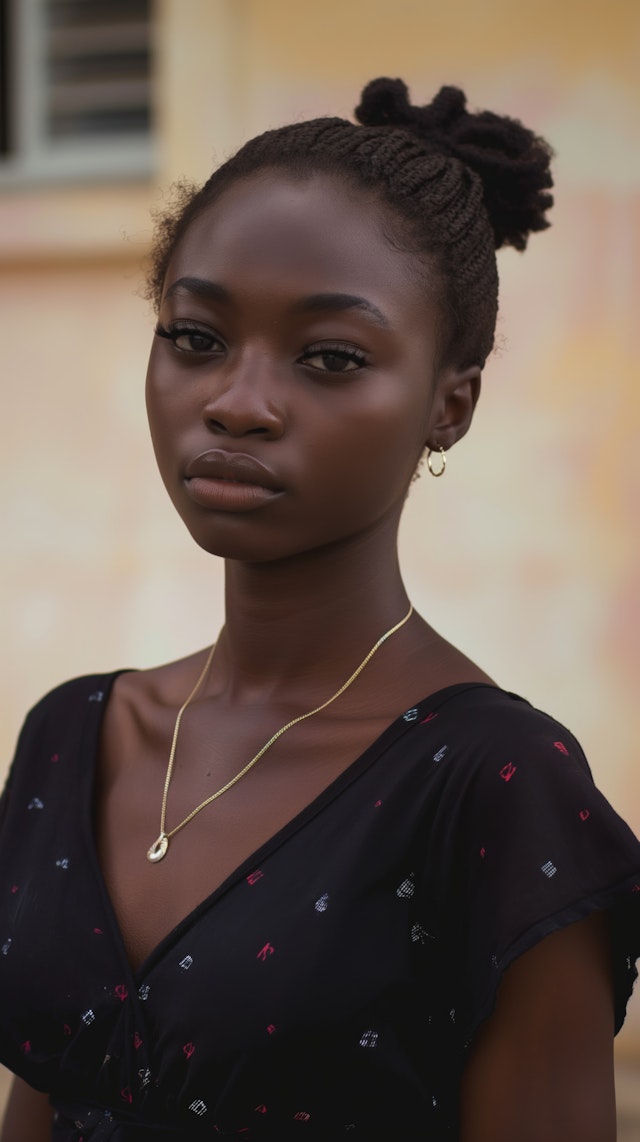 Portrait of a Young Woman with Braids