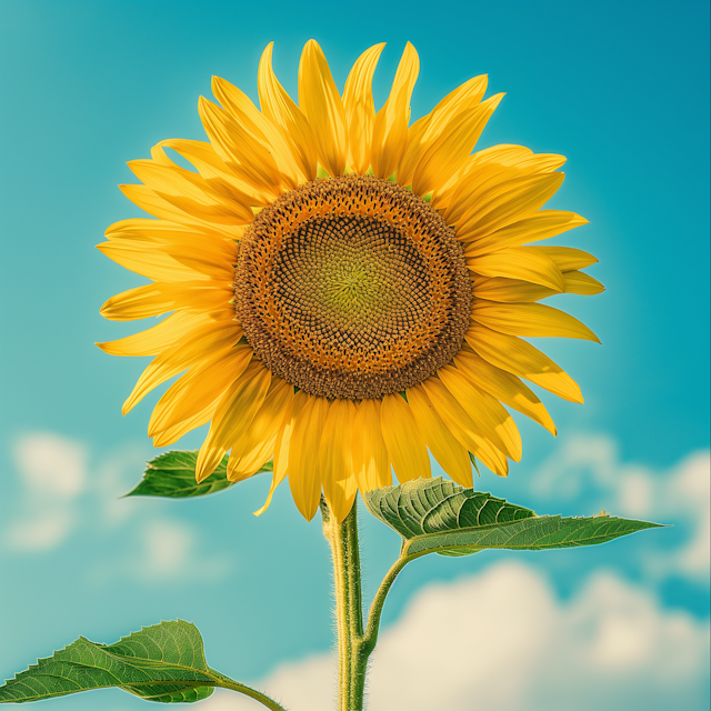 Vivid Sunflower Against Blue Sky