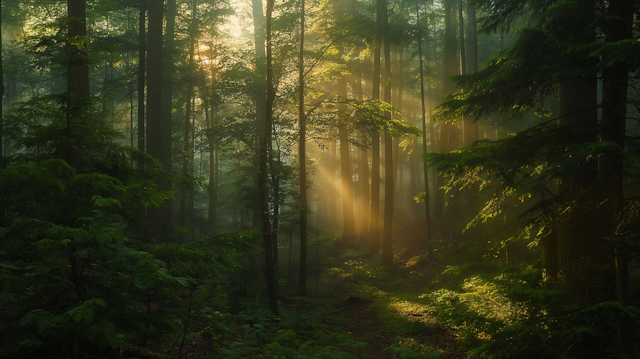 Serene Forest at Sunrise/Sunset