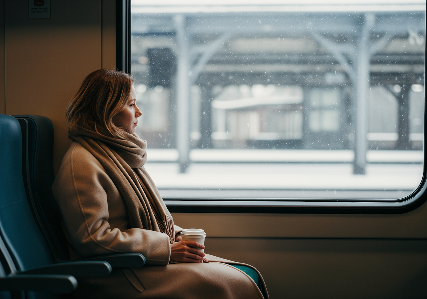 Woman on Train Seat
