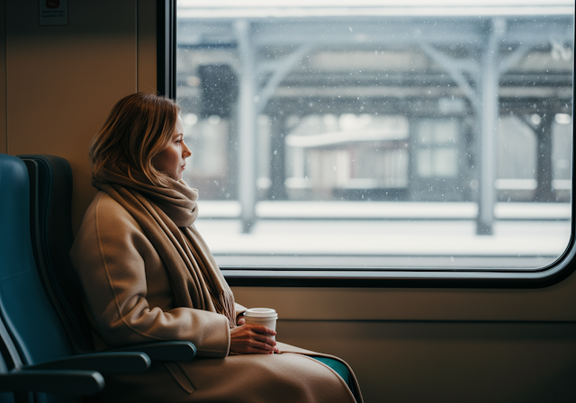 Woman on Train Seat