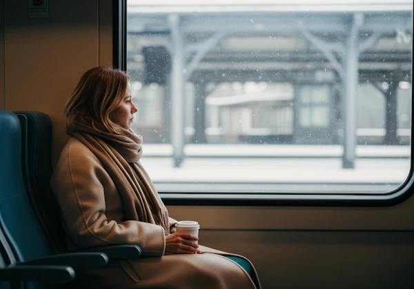 Woman on Train Seat