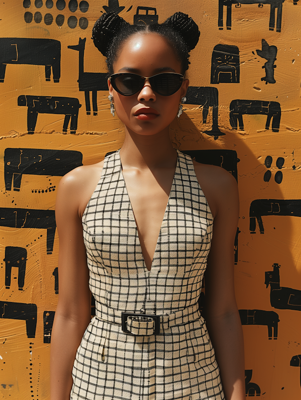 Stylish Woman Against Mustard-Yellow Backdrop