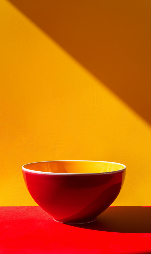 Striking Red Bowl Against Yellow Background