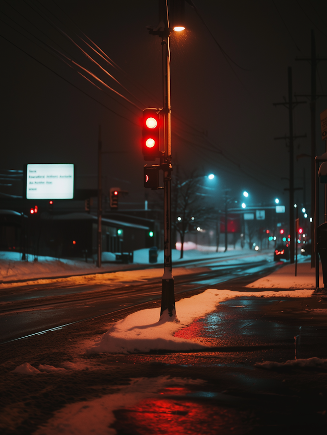 Snowy Urban Night Scene