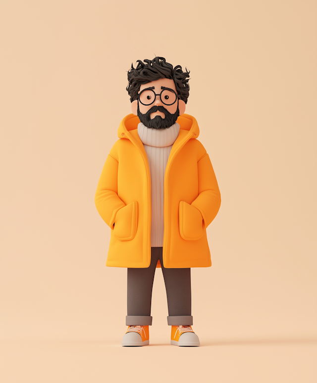 Cartoon Character in Winter Attire