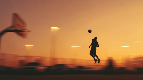 Sunset Basketball Silhouette