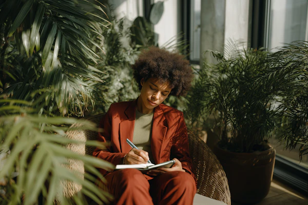 Person Writing in Nature