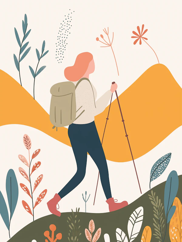 Stylized Hiking Illustration