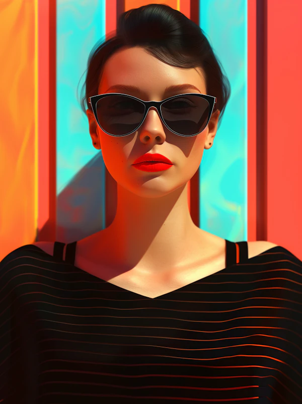 Color-Blocked Vintage Glamour Portrait