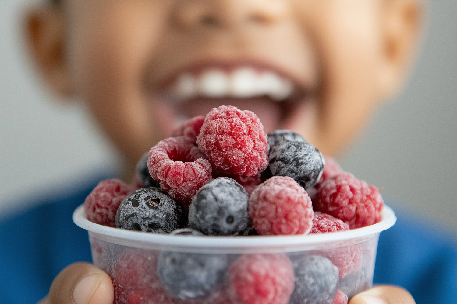 Frozen Berries with Smiling Child