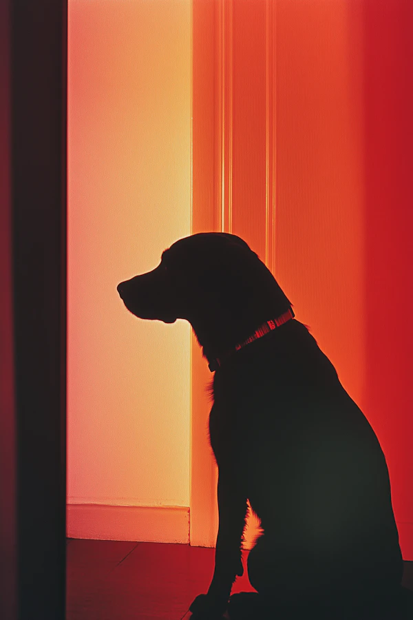 Silhouette of a Dog Against Warm Background