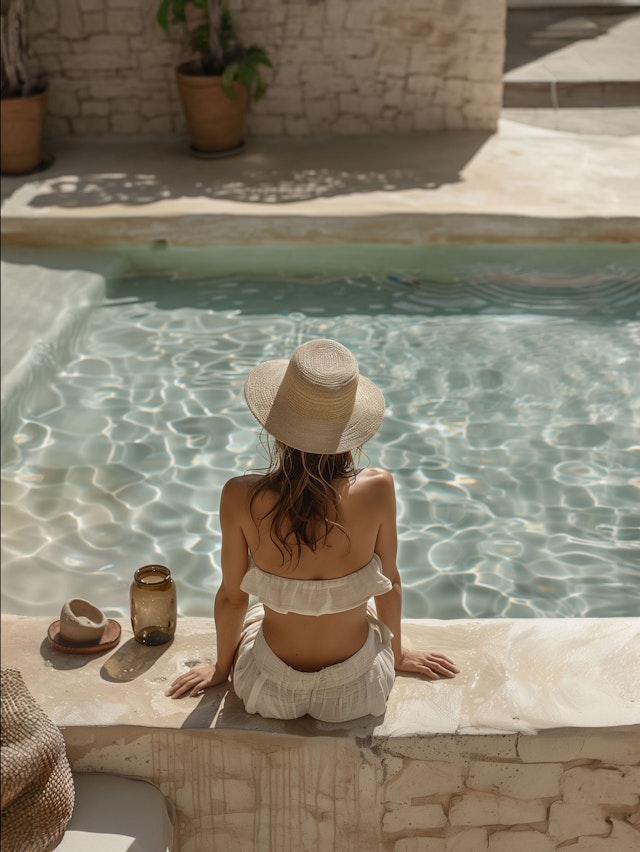 Tranquil Poolside Solitude