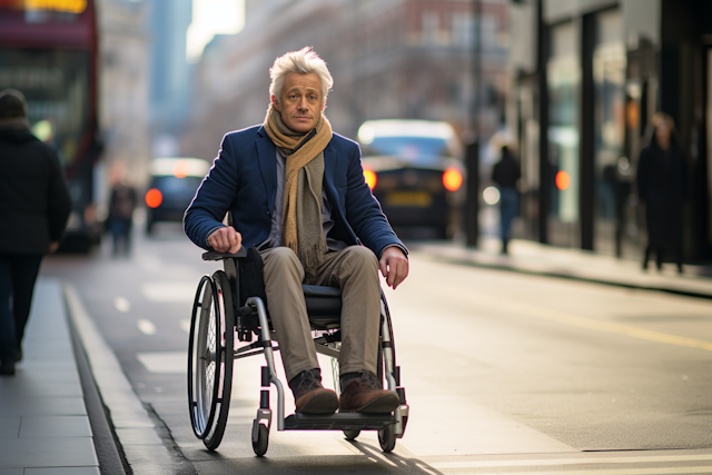 Contemplative Urbanite in Wheelchair